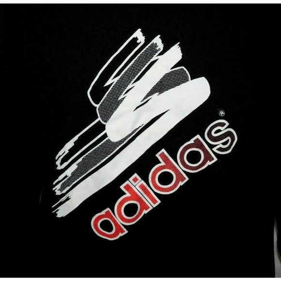 Vintage 90s Adidas Mens XL Black White Red Spellout Crewneck Sweatshirt - Picture 3 of 6